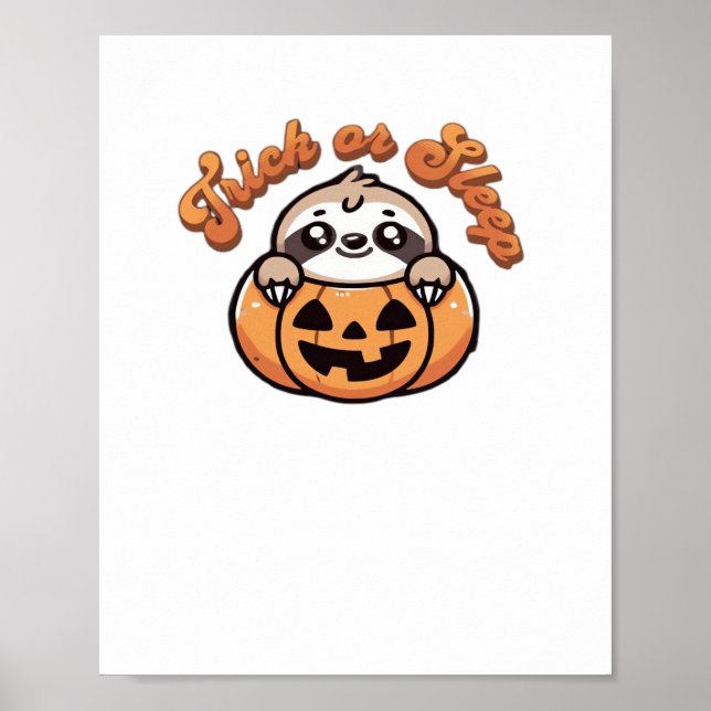 Affiche Halloween Sloth Trick ou Sleep Jote Slote Citrouil (Devant)
