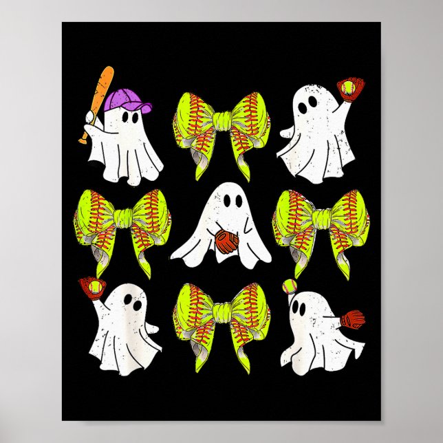 Affiche Halloween Softball Ghosts Softball Daughter Girls  (Devant)