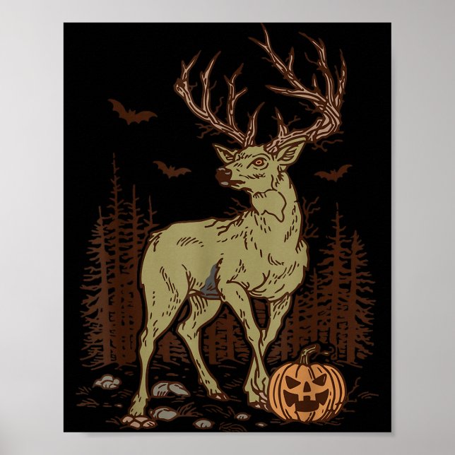 Affiche Halloween Soky Deer Antler Zombie Rustic Buck Fall (Devant)