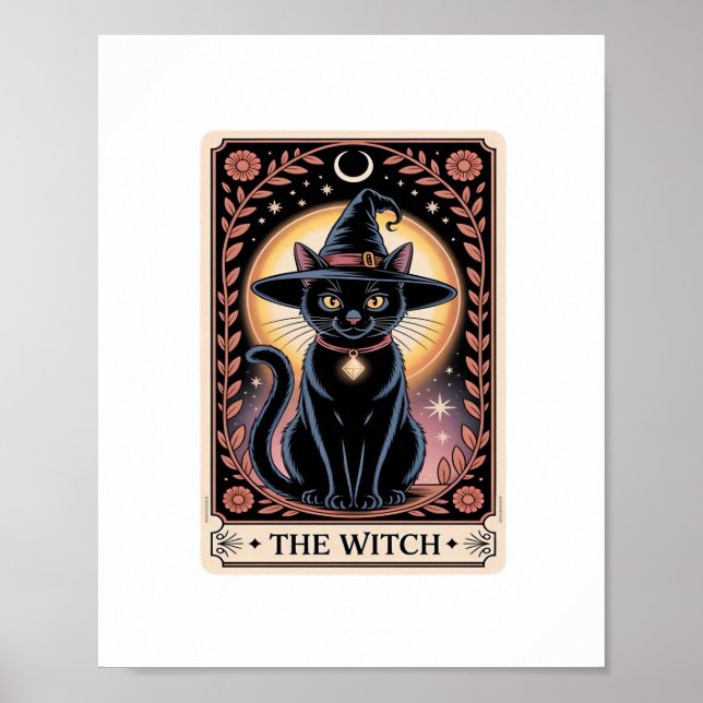 Affiche Halloween sorcière esthétique Amoureux de les chat (Devant)