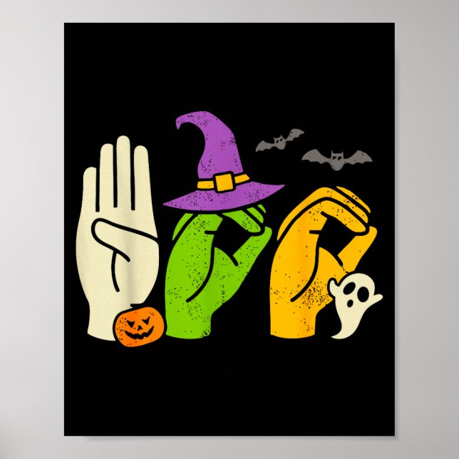 Affiche Halloween Sped Teacher Boo In Asl Boo Hands Sign L (Devant)