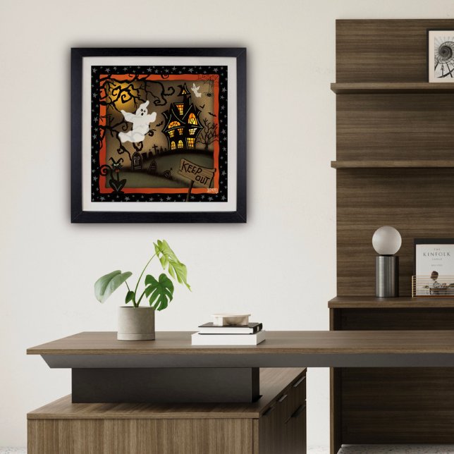 Affiche Halloween Spook House Fantôme École Inspirivité (Fun Halloween Ghost poster by Inspirivity)