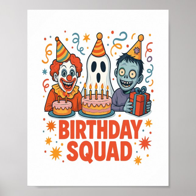 Affiche Halloween Squad Clown Déplaisant fantôme Zombie Cl (Devant)