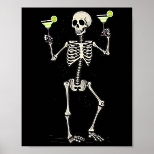 Affiche Halloween Squelette Boire Margarita Tail