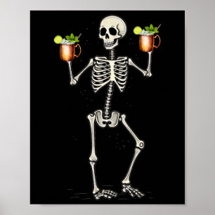 Affiche Halloween Squelette Boire Moscou Mule Tail