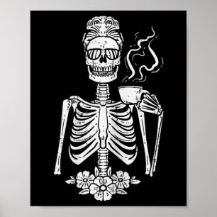 Affiche Halloween Squelette Café Drôle Costume Maman Femme