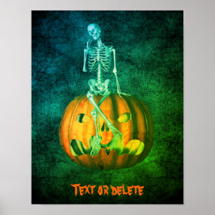 Affiche Halloween squelette Citrouille personnalisé