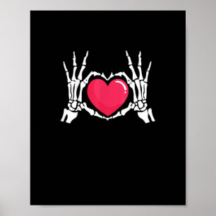 Affiche Halloween squelette coeur main