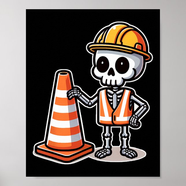 Affiche Halloween Squelette de la route cône (Devant)