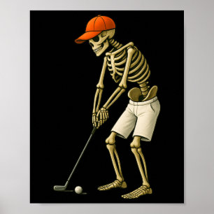 Affiche Halloween Squelette Golf Costume Drôle Hommes Garç