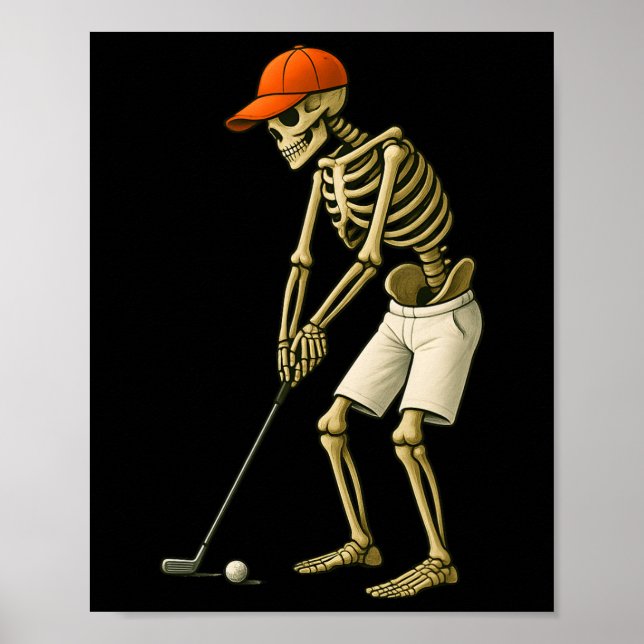 Affiche Halloween Squelette Golf Costume Drôle Hommes Garç (Devant)