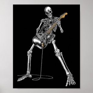 Affiche Halloween Squelette Jouer Guitare Rock Et Roll Nd