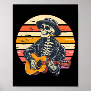 Affiche Halloween Squelette Jouer Guitare Rock Et Roll Nd