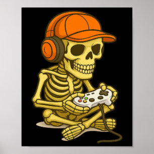 Affiche Halloween Squelette Joueur Vidéo Jeu Garçons Homme