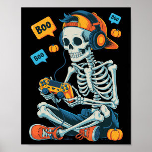 Affiche Halloween Squelette Joueur Vidéo Jeu Garçons Homme