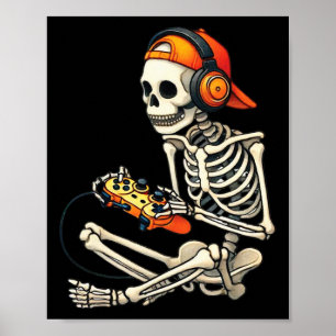 Affiche Halloween Squelette Joueur Vidéo Jeu Garçons Homme