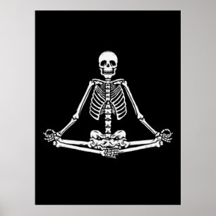 Affiche Halloween Squelette Lotus Yoga Balance Anniversair