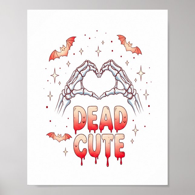 Affiche halloween Squelette Mains Coeur, chauves-souris et (Devant)