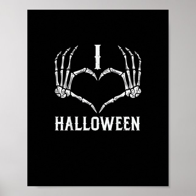 Affiche Halloween Squelette Mains Coeur mignonne Femmes Fi (Devant)