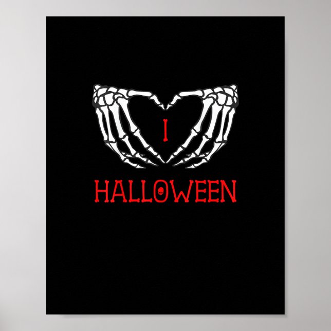 Affiche Halloween Squelette Mains Formant Coeur Gothique (Devant)