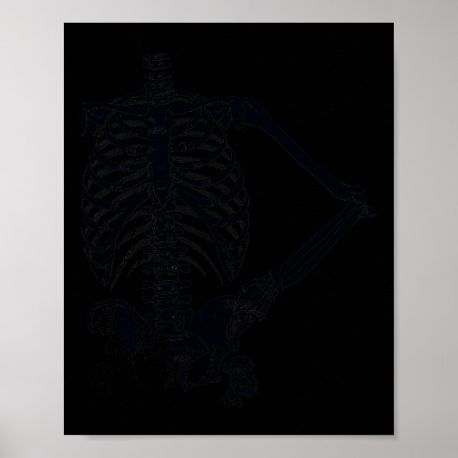 Affiche Halloween squelette noir main sur Hip (Devant)
