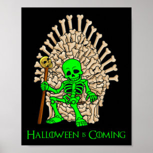 Affiche Halloween squelette os trône