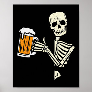 Affiche Halloween Squelette Papa Drôle Lazy Costume de crâ