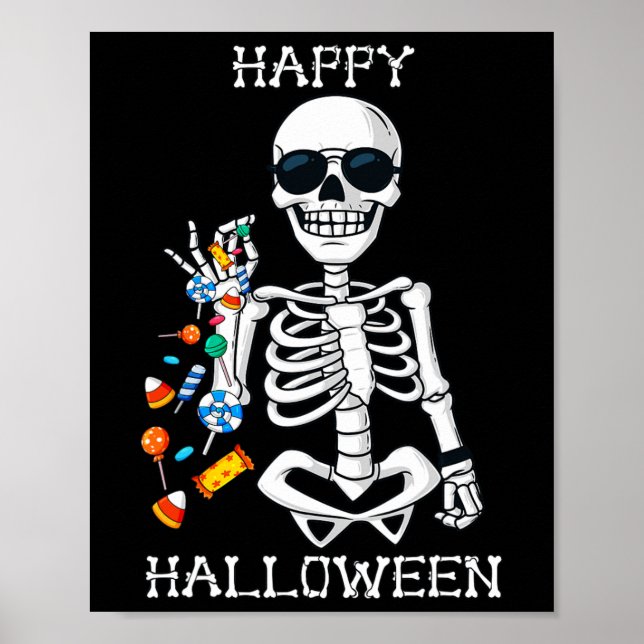 Affiche Halloween Squelette Saler Candy Fun (Devant)