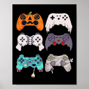 Affiche Halloween Squelette Zombie Contrôleurs de jeu mama