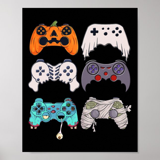 Affiche Halloween Squelette Zombie Contrôleurs de jeu mama (Devant)