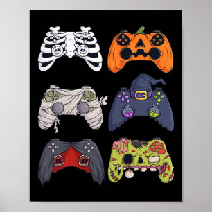 Affiche Halloween Squelette Zombie Contrôleurs de jeu mama