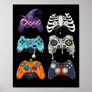 Affiche Halloween Squelette Zombie Contrôleurs de jeu mama