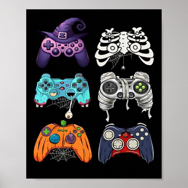 Affiche Halloween Squelette Zombie Contrôleurs de jeu mama (Devant)