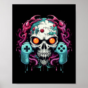 Affiche Halloween Squelette Zombie Contrôleurs de jeu mama