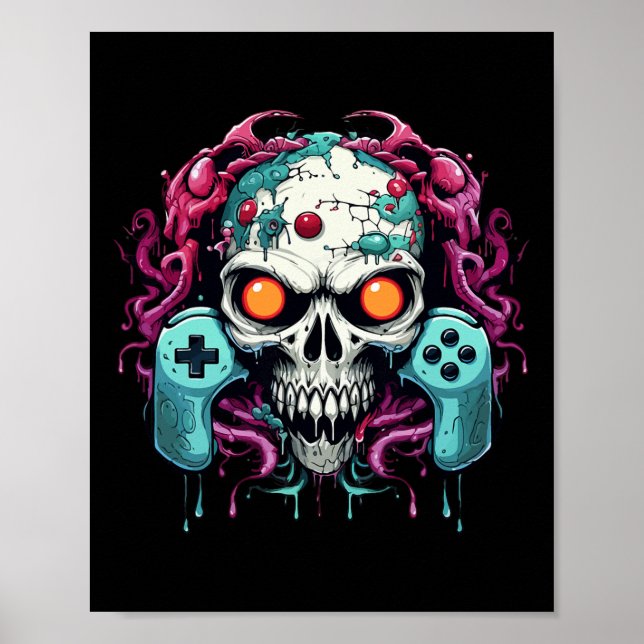 Affiche Halloween Squelette Zombie Contrôleurs de jeu mama (Devant)