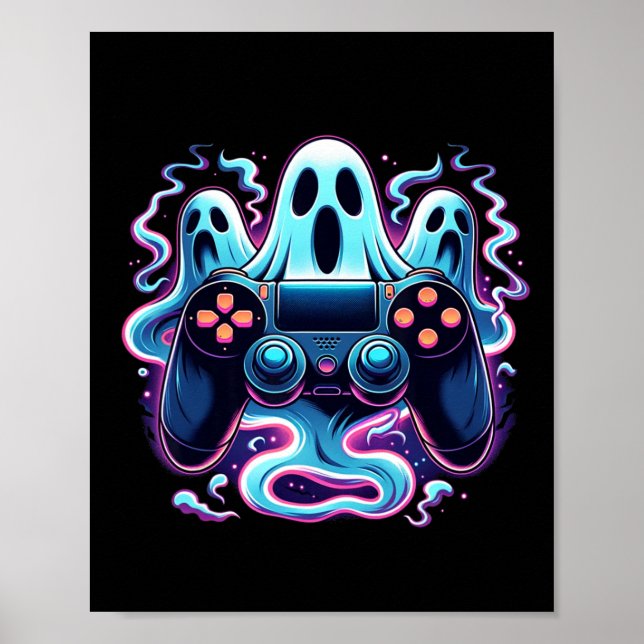 Affiche Halloween Squelette Zombie Contrôleurs de jeu mama (Devant)