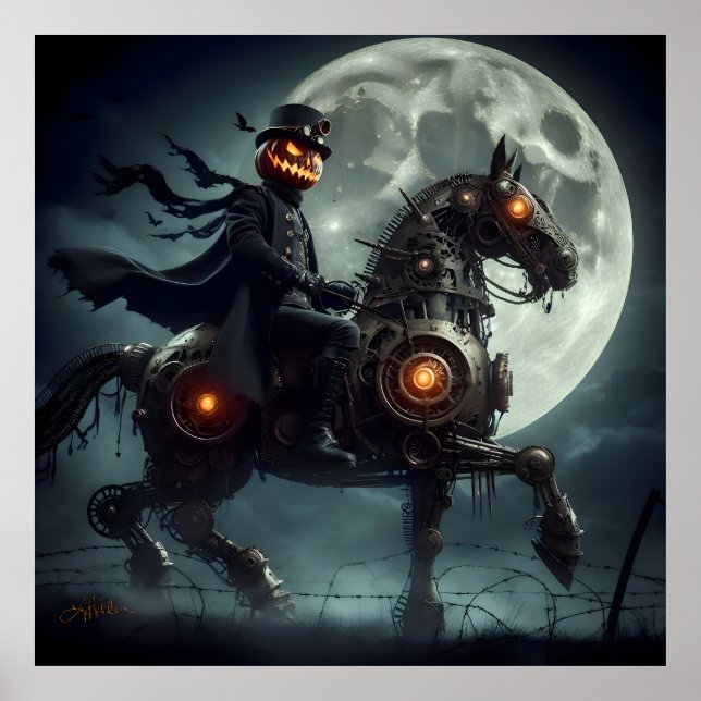 Affiche Halloween Steampunk Cavalier sans tête (Devant)
