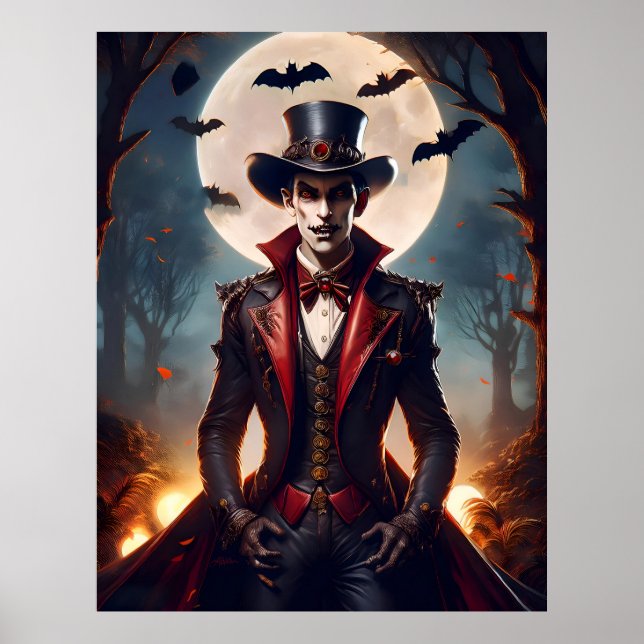 Affiche Halloween Steampunk Gothique Zombie Vampire (Devant)
