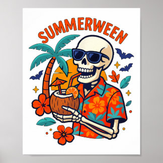 Affiche Halloween Summer Ween Skeleton Spooky Vacation Flo