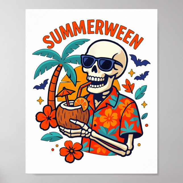 Affiche Halloween Summer Ween Skeleton Spooky Vacation Flo (Devant)