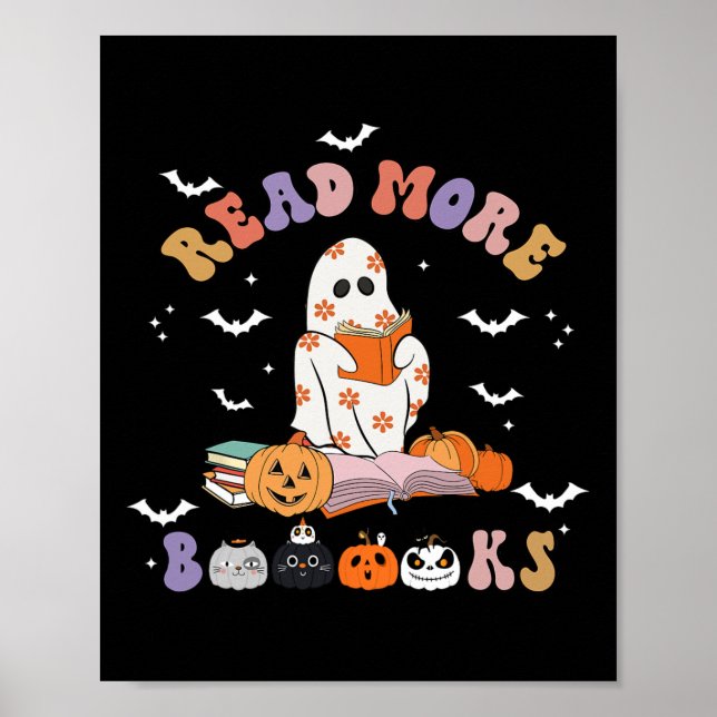 Affiche Halloween Super Lire plus Livres mignon Boo Ghost  (Devant)