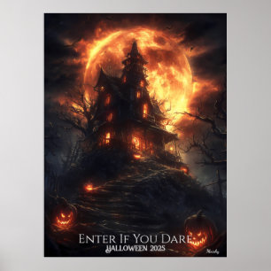 Affiche Halloween sur la colline de la lune hantée