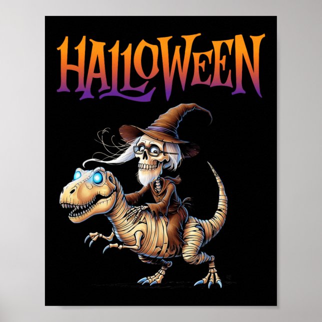 Affiche Halloween T-rex Skeleton Ride (Devant)