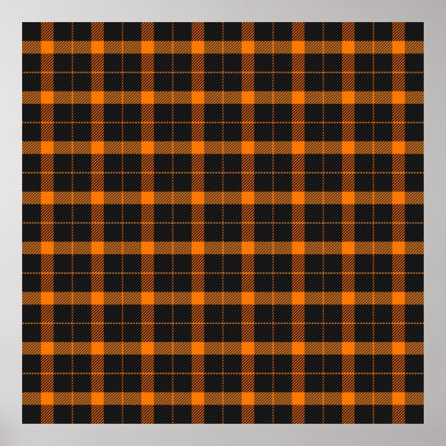 Affiche Halloween Tartan plaid. Scottish pattern in orange (Devant)