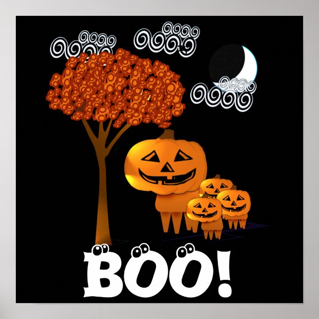 AFFICHE HALLOWEEN TÊTES CITROUILLES (Devant)