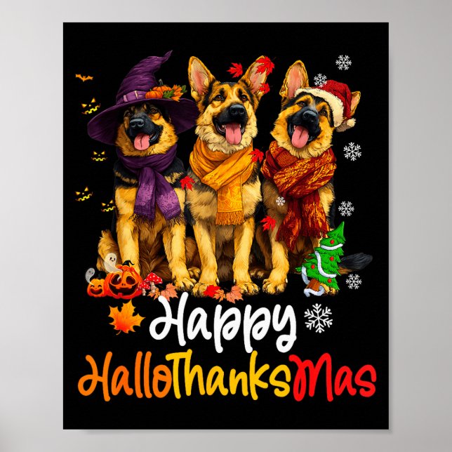 Affiche Halloween Thanksgiving Christmas German Shepherd D (Devant)