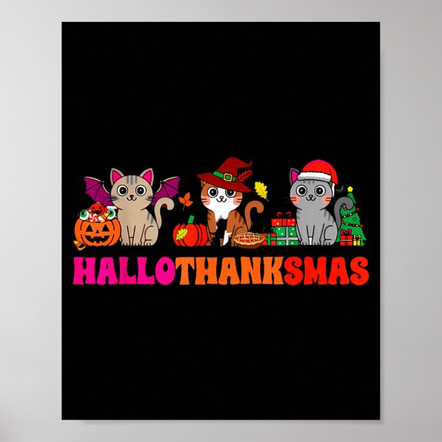 Affiche Halloween Thanksgiving Christmas Happy Hallothanks (Devant)