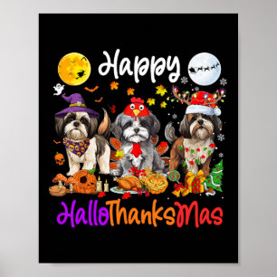 Affiche Halloween Thanksgiving Christmas Shih Tzu Dog Hall