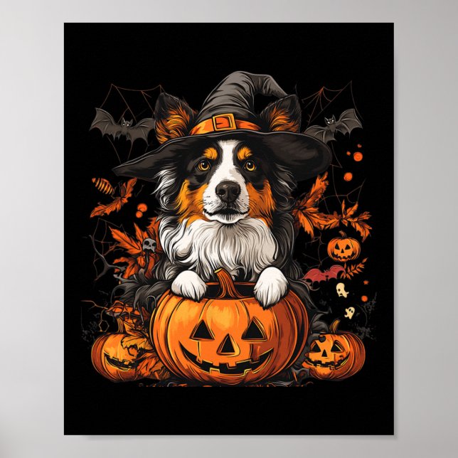 Affiche Halloween Thanksgiving, Citrouille berger australi (Devant)