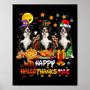 Affiche Halloween Thanksgiving Joyeux chien de montagne be